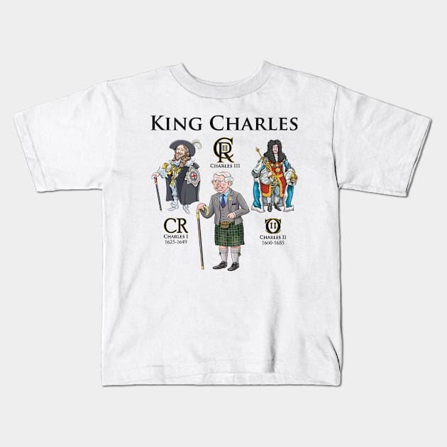 The Kings Charles Kids T-Shirt by Mackaycartoons